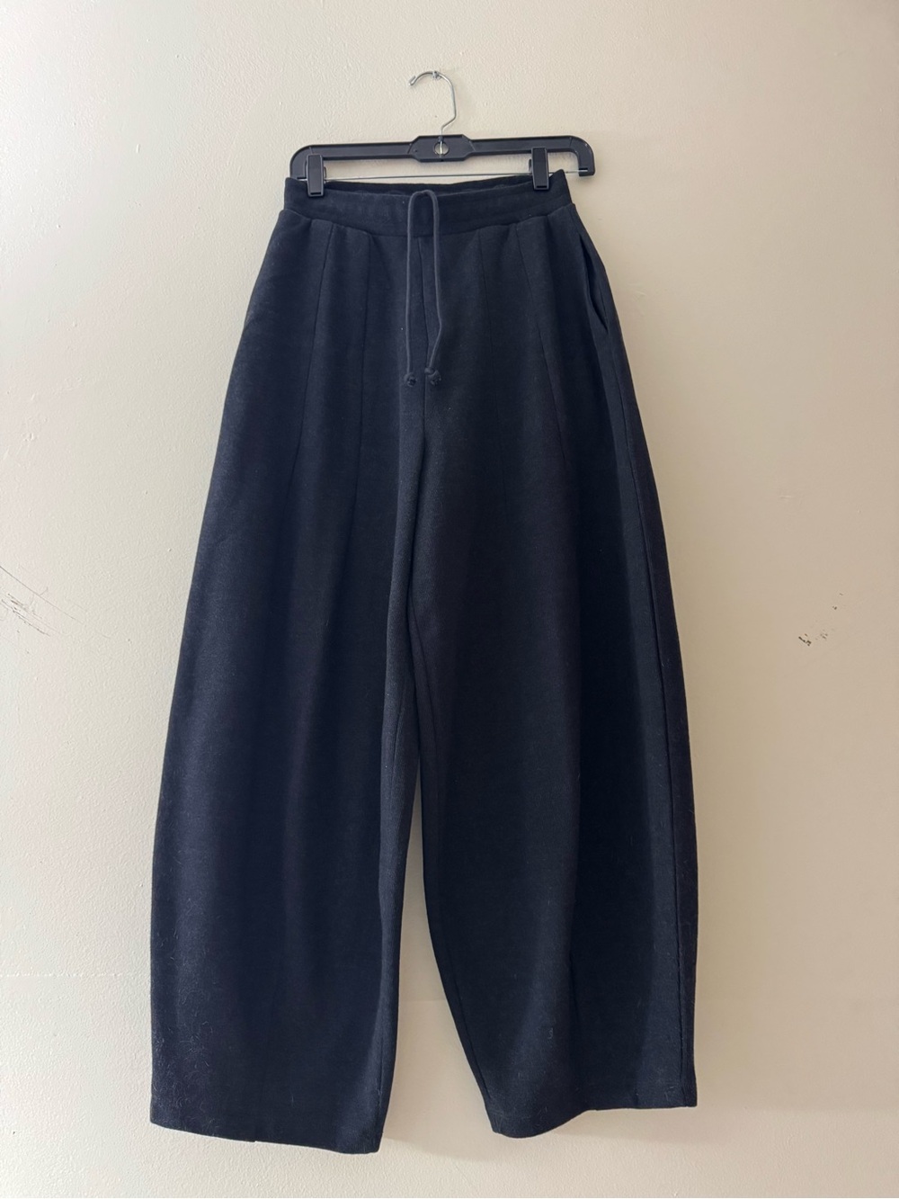 Zara Black Ribbed Drawstring Waist Pants